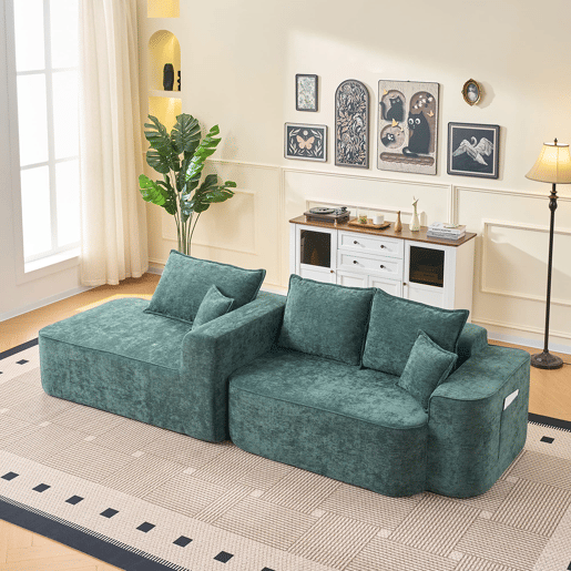 Sofá de canto de 4 lugares 262 cm - chaise longue, assento profundo XXL, modular - verde