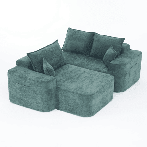 Sofá de canto de 4 lugares 262 cm - chaise longue, assento profundo XXL, modular - verde