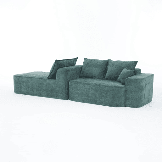 Sofá de canto de 4 lugares 262 cm - chaise longue, assento profundo XXL, modular - verde