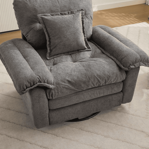 Sofá de 2 lugares + 1 lugar - Chenille, acolchoado duplo, almofadas decorativas - Cinza