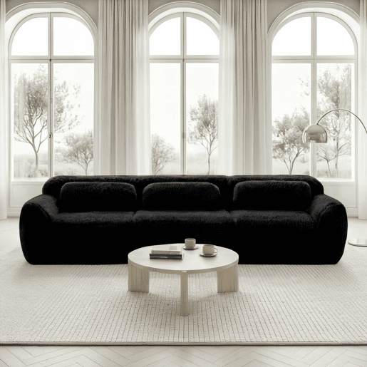 Sofá modular profundo de 3 lugares - plush premium sem montagem antiderrapante - preto