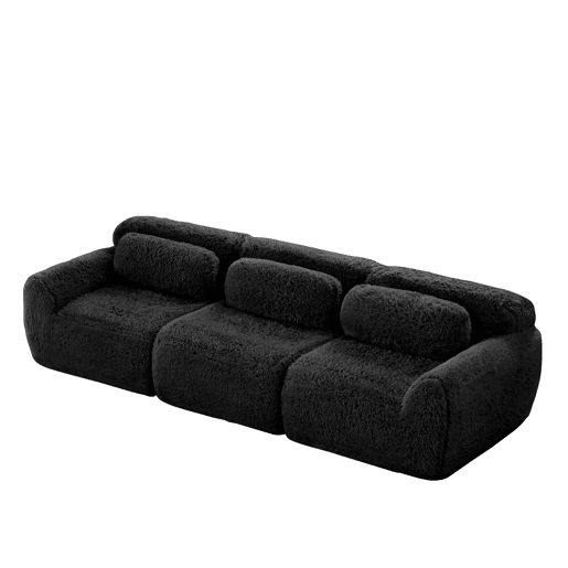 Sofá modular profundo de 3 lugares - plush premium sem montagem antiderrapante - preto