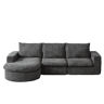 Sofá modular de 3 lugares - Chenille curvada com chaise longue, sem montagem - Cinza