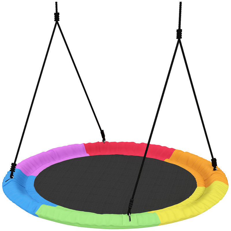 Aiyaplay columpio nido infantil, ø120 cm, altura ajustable, columpio redondo para bebés para árbol, carga 300 kg, para interior y exterior, para 4 niños de 3 a 8 años, multicolor