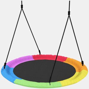 AIYAPLAY Baloiço Ninho Infantil Ø120 cm Altura Ajustável Baloiço Redondo para Bebés para Árvores Carga 300 kg Interior e Exterior para 4 Crianças de 3 a 8 Anos Multicolor