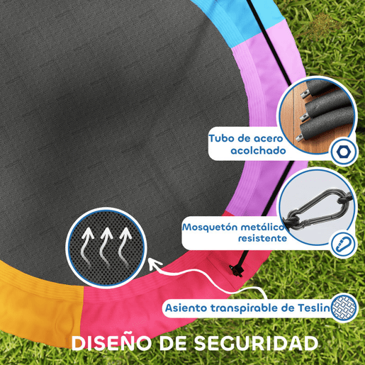AIYAPLAY Baloiço Ninho Infantil Ø120 cm Altura Ajustável Baloiço Redondo para Bebés para Árvores Carga 300 kg Interior e Exterior para 4 Crianças de 3 a 8 Anos Multicolor