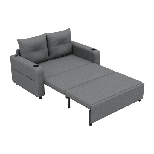 Sofá-cama 2 lugares conversível de algodão e linho,cinza