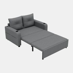 Sofá-cama 2 lugares conversível de algodão e linho,cinza