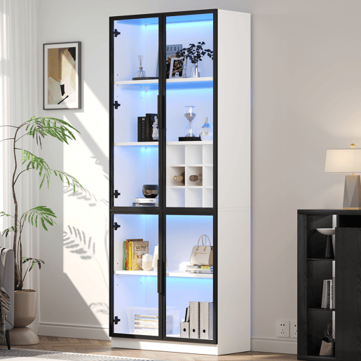 Vitrine de painel de partículas com 2 portas e luz led,branco