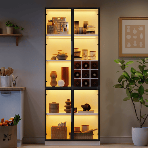 Vitrine de painel de partículas com 2 portas e luz led,branco