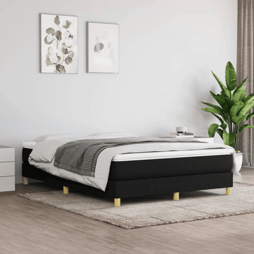 Estrutura de Cama de casal moderno com molas 140x190 cm tecido preto