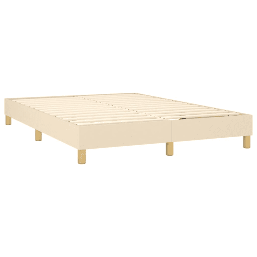Estrutura de Cama de casal moderno com molas 140x190 cm tecido cor creme