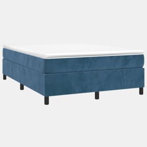 Estrutura de Cama de casal moderno com molas 140x200 cm veludo azul-escuro