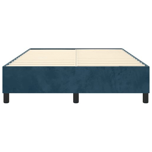 Estrutura de Cama de casal moderno com molas 140x200 cm veludo azul-escuro