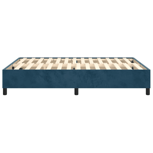 Estrutura de Cama de casal moderno com molas 140x200 cm veludo azul-escuro