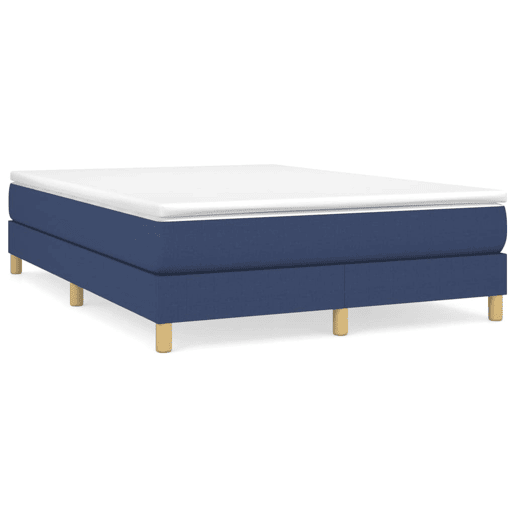 Estrutura de Cama de casal moderno com molas 140x190 cm tecido azul
