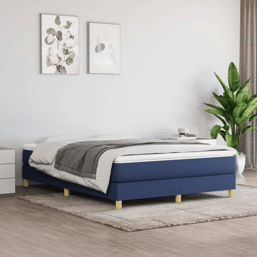 Estrutura de Cama de casal moderno com molas 140x190 cm tecido azul