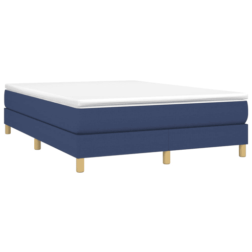 Estrutura de Cama de casal moderno com molas 140x190 cm tecido azul