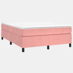 Estrutura de Cama de casal moderno com molas 140x200 cm veludo rosa