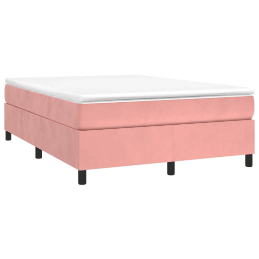 Estrutura de Cama de casal moderno com molas 140x200 cm veludo rosa