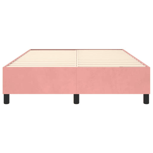 Estrutura de Cama de casal moderno com molas 140x200 cm veludo rosa