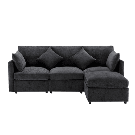 Sofá modular 4 lugares fixa de tecido,cinza