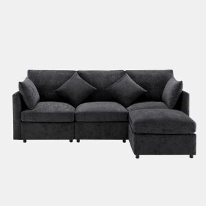 Sofá modular 4 lugares fixa de tecido,cinza
