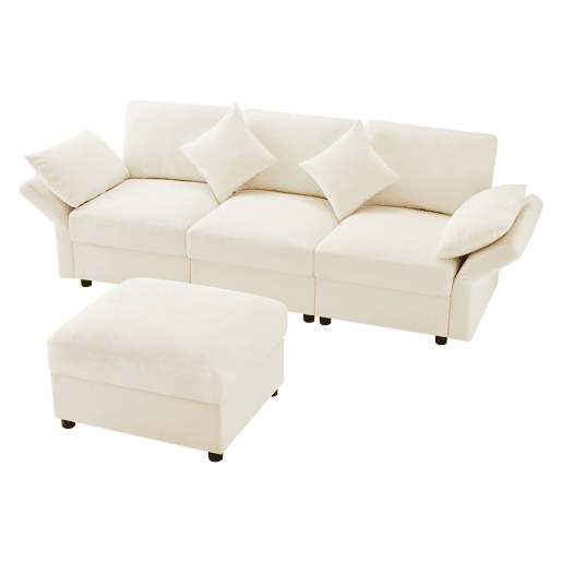 Sofá modular 4 lugares fixa de tecido,bege Sofá modular 4 lugares fixa de tecido,bege