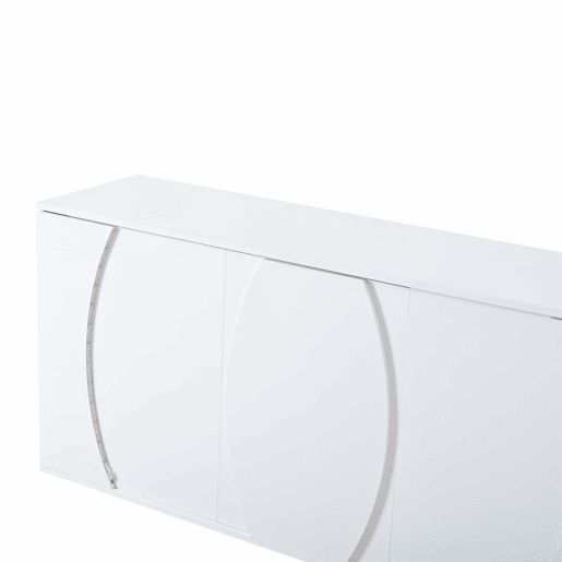Aparador de sala 150 x 40 x 70 cm - móvel de arrumação com 3 portas, portas com design e LED, acabamento alto brilho - branco