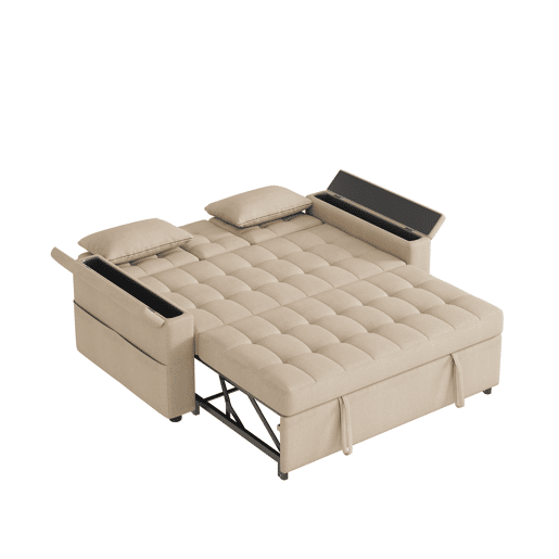 Sofá-cama 2 lugares conversível de algodão e linho,bege Sofá-cama 2 lugares conversível de algodão e linho,bege