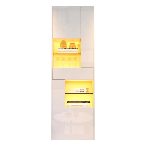 Vitrine de painel de partículas com 4 portas,1 gaveta e luz led,branco