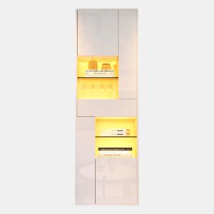 Vitrine de painel de partículas com 4 portas,1 gaveta e luz led,branco