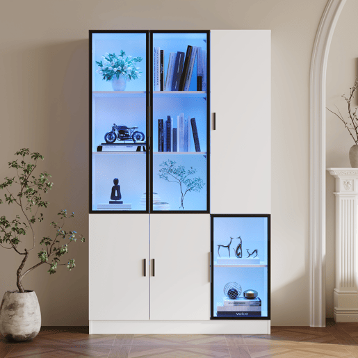 Vitrine de mdf com 6 portas e luz led,branco Vitrine de mdf com 6 portas e luz led,branco