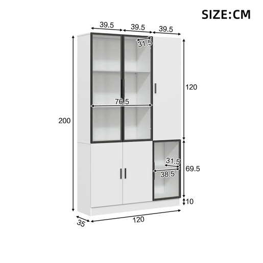 Vitrine de mdf com 6 portas e luz led,branco Vitrine de mdf com 6 portas e luz led,branco