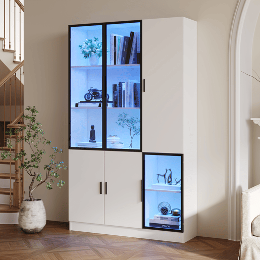Vitrine de mdf com 6 portas e luz led,branco Vitrine de mdf com 6 portas e luz led,branco