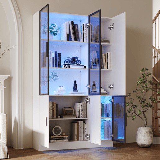Vitrine de mdf com 6 portas e luz led,branco Vitrine de mdf com 6 portas e luz led,branco