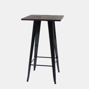 Mesa alta de bar estilo bistrô em madeira e metal com design industrial 107x60x60cm preta 04_0005123
