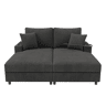 Sofá-cama 2 lugares fixa de tecido,cinza