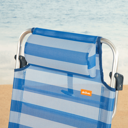 Conjunto de 2 cadeiras de praia baixas com múltiplas posições, 47x49x82 cm, estilo náutico. Conjunto de 2 cadeiras de praia baixas com múltiplas posições, 47x49x82 cm, estilo náutico.