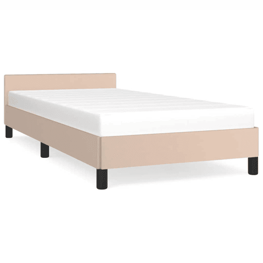 Estrutura de cama de solteiro para adultos c cabeceira 100x200 cm cappuccino