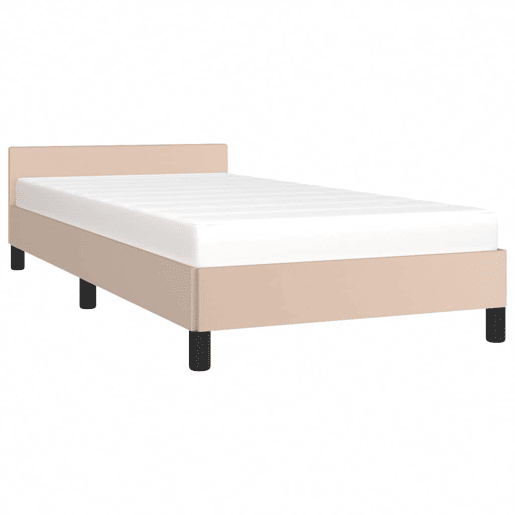 Estrutura de cama de solteiro para adultos c cabeceira 100x200 cm cappuccino
