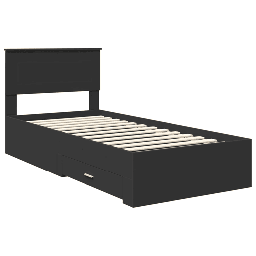 Estrutura de cama de solteiro para adultos Preto e Prata 75 x 190 cm Madeira processada