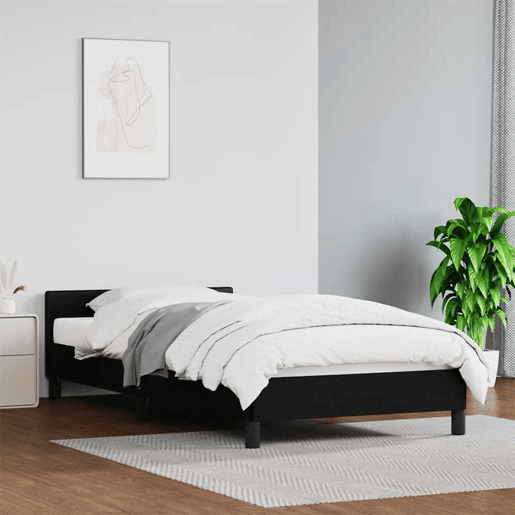 Estrutura de cama de solteiro para adultos c cabeceira 100x200 cm preto
