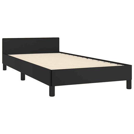 Estrutura de cama de solteiro para adultos c cabeceira 100x200 cm preto