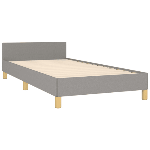 Estrutura de cama de solteiro Design c cabeceira tecido 90x190 cm cinza-claro