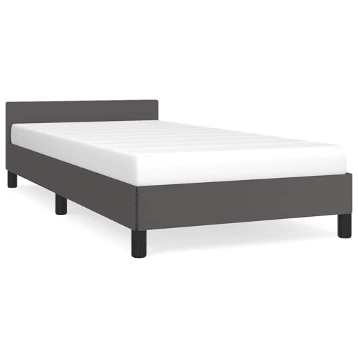 Estrutura de cama de solteiro para adultos c cabeceira 100x200 cm cinzento
