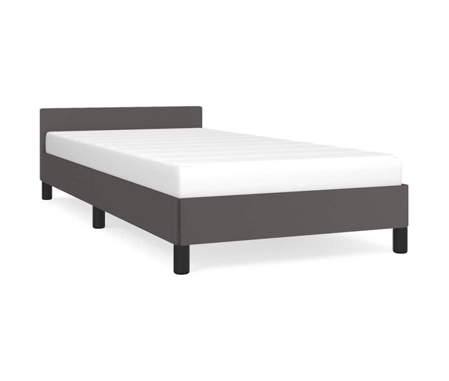 Estructura de cama individual para adultos con cabecero gris 100x200 cm