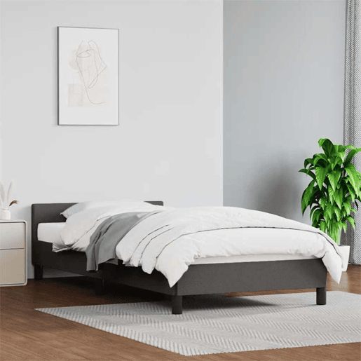 Estrutura de cama de solteiro para adultos c cabeceira 100x200 cm cinzento