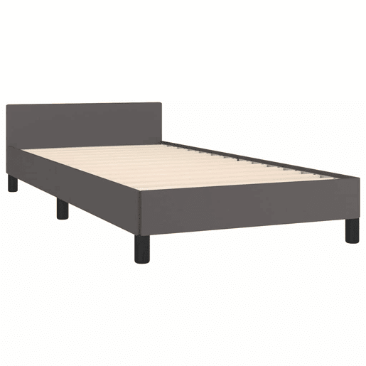 Estrutura de cama de solteiro para adultos c cabeceira 100x200 cm cinzento