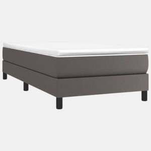 Estrutura de cama de solteiro para adultos com molas 100x200 cm couro artificial cinzento